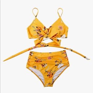 Twisted ruched two piece swimsuit bikini